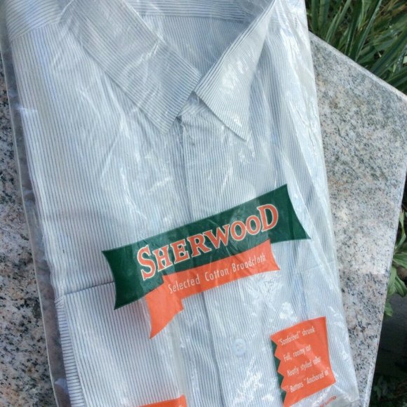 New Men's Sherwood Dress Casual Pin-Stripe Broadcloth Sanforized Shirt Sz 15 1/2 - Picture 9 of 11